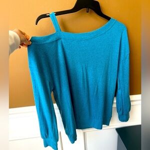 Women’s Turquoise Blue Off-Shoulder Lightweight Sweater Size Large